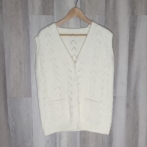 Vintage Style Hand Knit‎ Cardigan Vest Grandpacore Cream No Brand Cottage